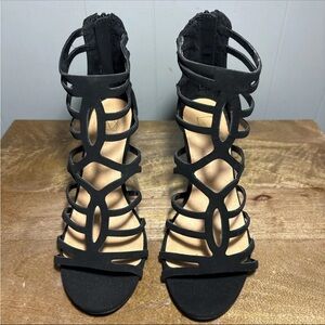 Material Girl Black Strappy Heels